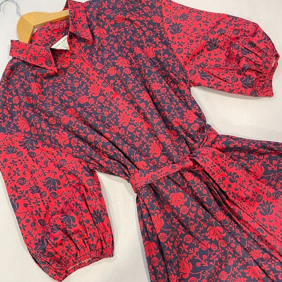 ~ Anthropologie XL Sachin & Babi Nightingale Mini Boho Dress Red Blue Floral - Picture 12 of 16